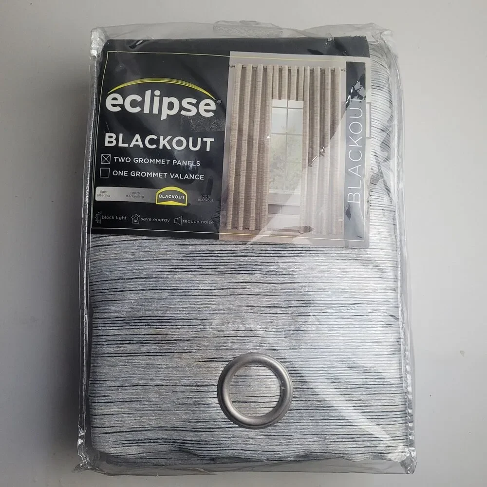 NEW Eclipse Absolute Zero 100% blackout curtain panels Grommet 50x95 'White'